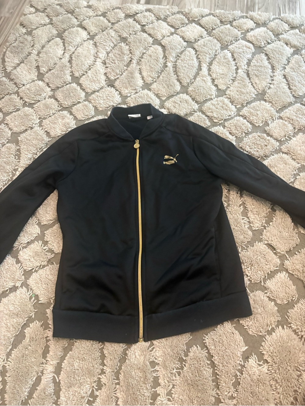 Puma Black Jacket with Gold Zip and Logo